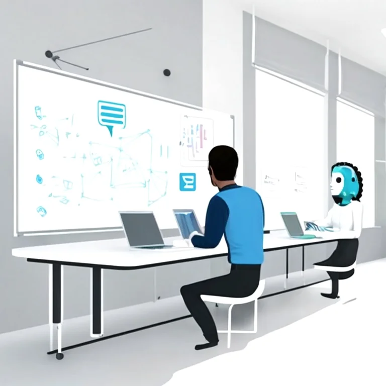 Student practicing AI chatbot development on laptop